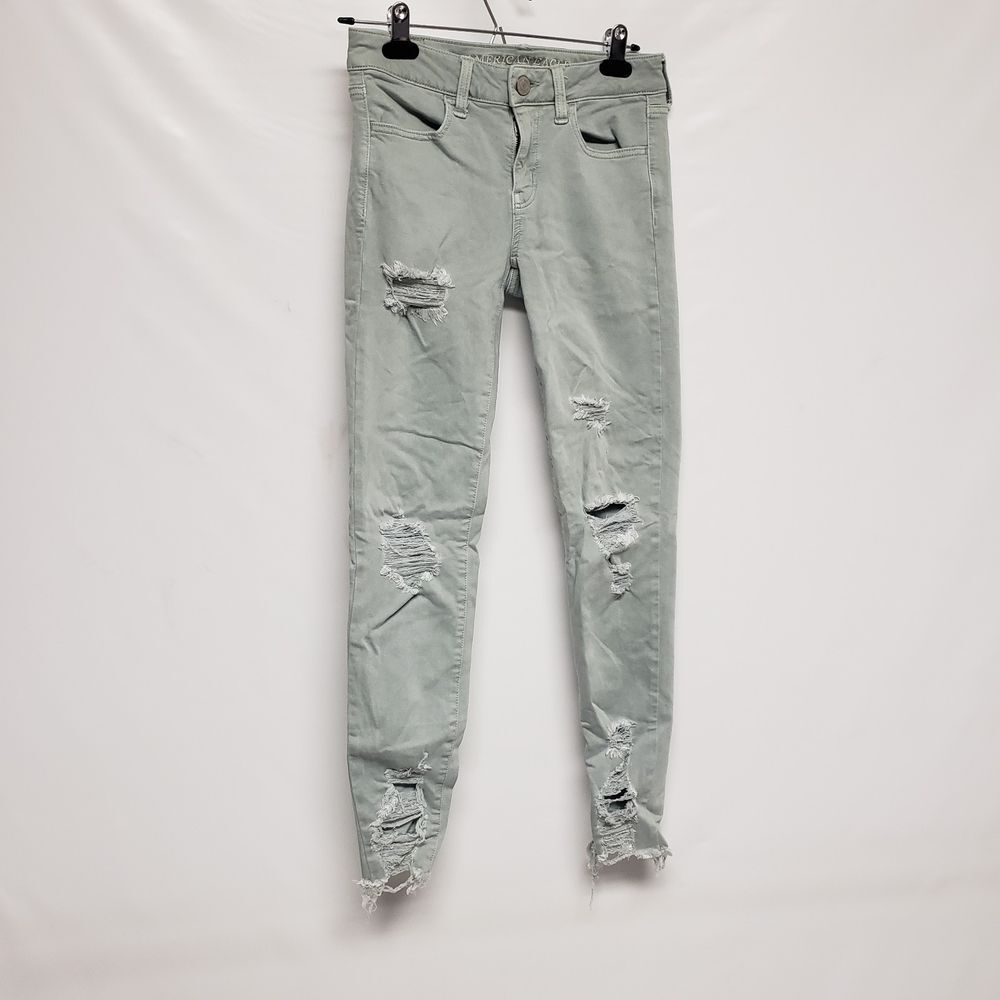American Eagle Ne(x)t Level Ripped Low-Rise Jegging‎ Gray/green Size 4 Regular